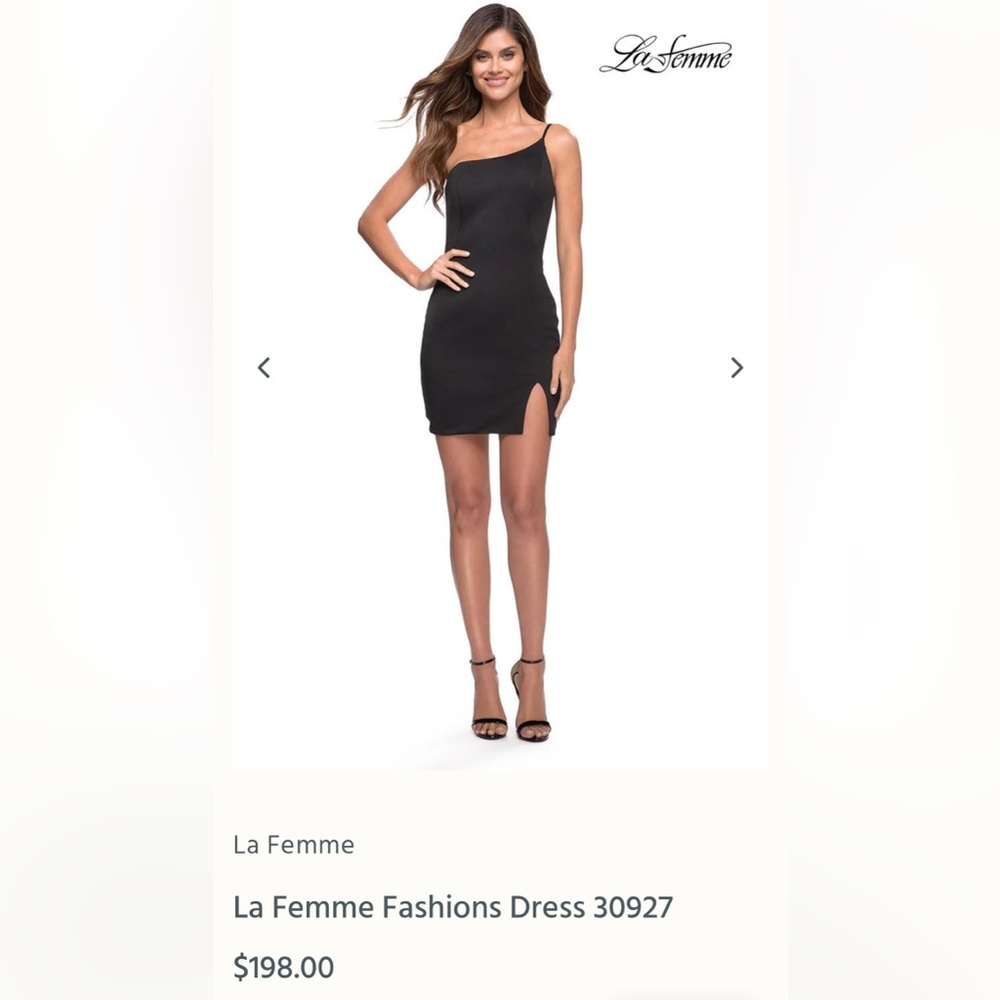 La Femme Elegant Black Gown 
style 30927
Simple Black dress